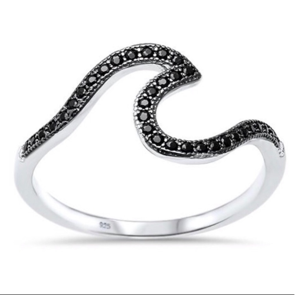 Ocean Wave Midi Wavy CZ Silver Ring ๐ - Picture 3 of 6